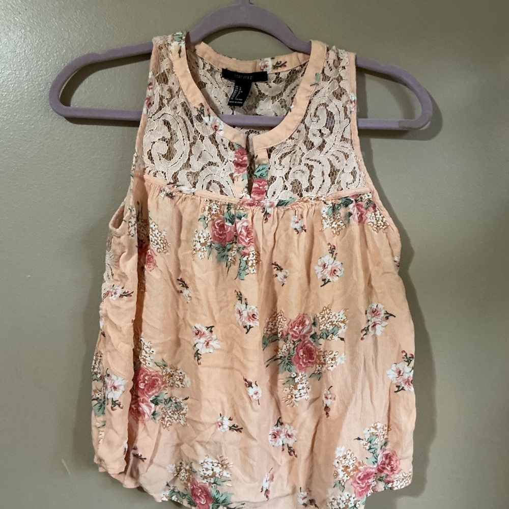 Floral Lace Peach Forever 21 Tank
